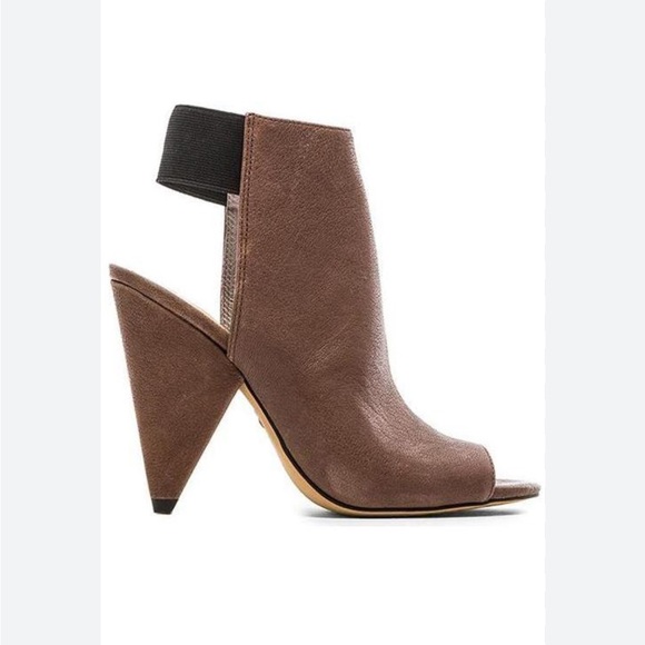 Taupe Brown Peep-Toe Ankle Boots Vince Camuto Cam Heel  Women‎ 6.5 - Picture 1 of 5